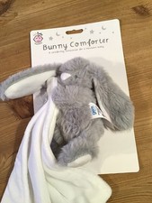 123 Baby Essentials Grey White Bunny Comforter Soft Toy Rabbit Unisex New Bnwt