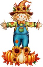 34'' H Metal Scarecrow Sign Stakes for outside Fall Yard Decor