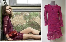 Chanel AUTH NEW Classic 4-Pocket Front Open Crochet Trims Knit Dress 38 14S