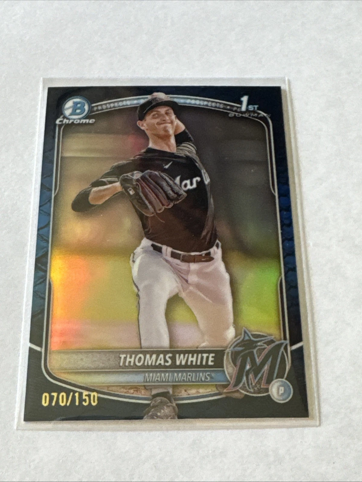 2025 Bowman Chrome Thomas White 1st - Navy Blue Reptilian /150