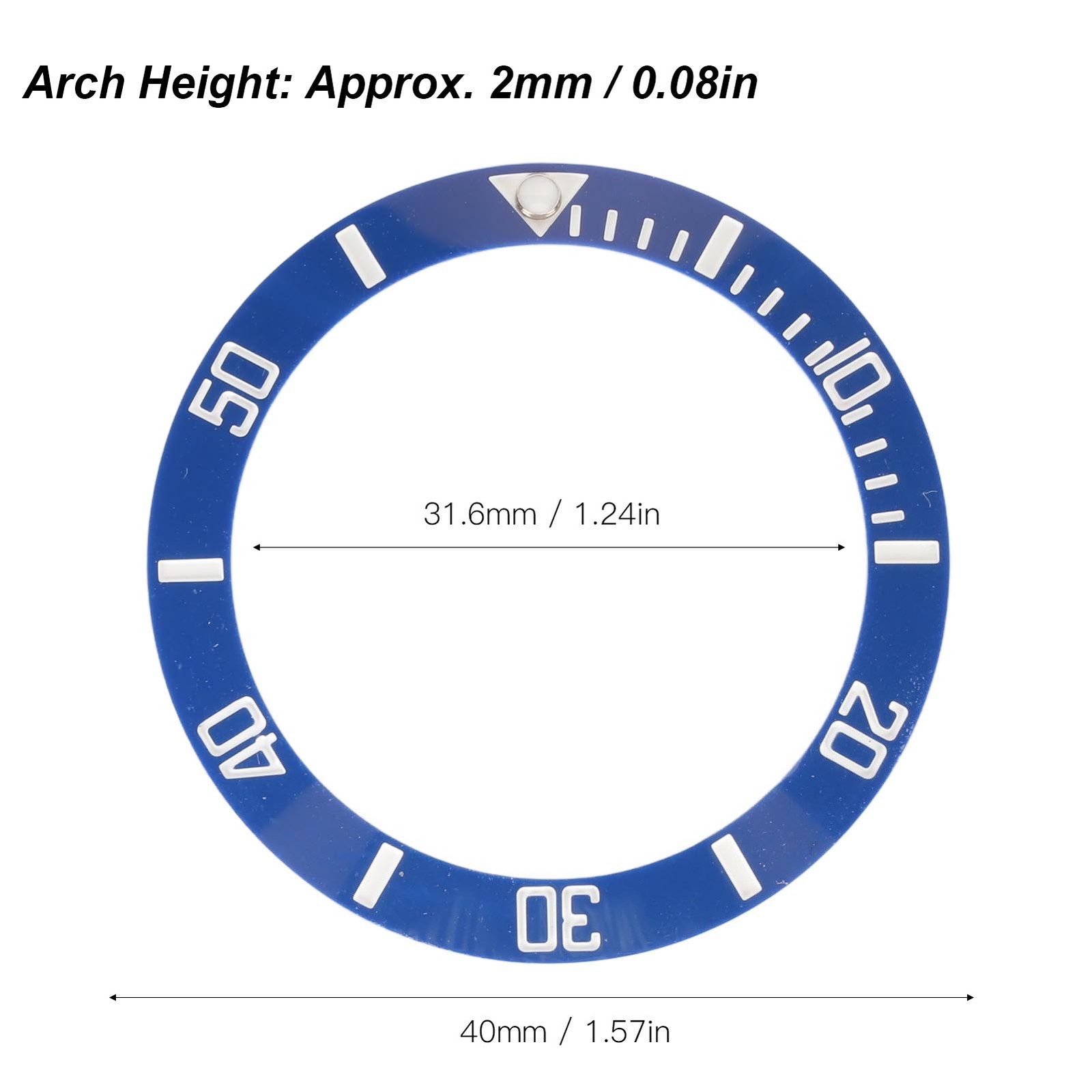 40mm Diameter Watch Bezel Insert Ring Clear Scale Luminous Ceramic Replaceme ECM