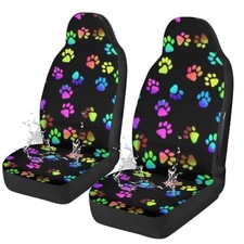 Hippie Waterproof Front Seat Covers for Cars Hippie Colorful Dog Paw Print