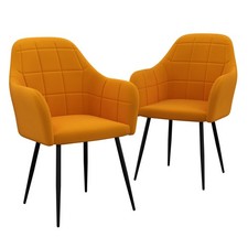 HAGO® Esszimmerstühle 2er Set Senf Sessel Polsterstuhl Microfaser Armlehne