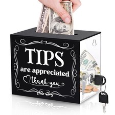 Tip Jars For Money Storage Container Slot Lock Suggestion Cash Box 6x4x5 Inch