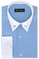 Jack Martin Men's Royal Blue Oxford Pin Collar Formal Shirt Vintage 1920s Style