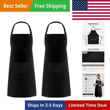 Apron for Men Women, Adjustable Cooking Kitchen Chef Aprons with 2 Pockets, C...