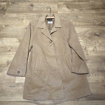 Vintage Cashmere Wool Coat Womens 10 Norm Thompson Camel Made in England