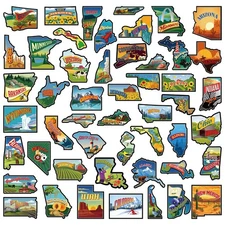 Xuhal 50 Pcs United States Map Fridge Magnets USA Souvenirs US Individual Sta