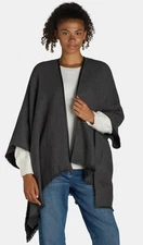 NEW NWT Reversible One Size Fringed Lightweight Sweater Ruana Wrap TIME & TRU