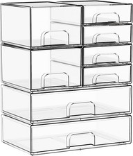8 Pack Clear Stackable Storage Drawers,Acrylic Drawer Organizer for