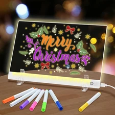 Led Note Board with 6 Colors, 11.8X7.9in Acrylic Dry Erase Boards with Light,...