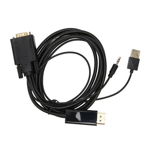 VGA To Connector Cable HD Video Converter Cable With Power Supply And Sou NEW - Afbeelding 6 van 12
