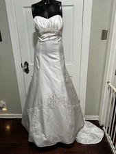 Strapless David s Bridal Wedding Rhinestone Dress Size 12 Style YP9915