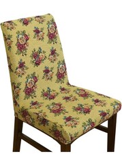 Woven Jacquard Rose Pattern Dining Chair Cover Set of 2 , Soft Stretch Fabri...