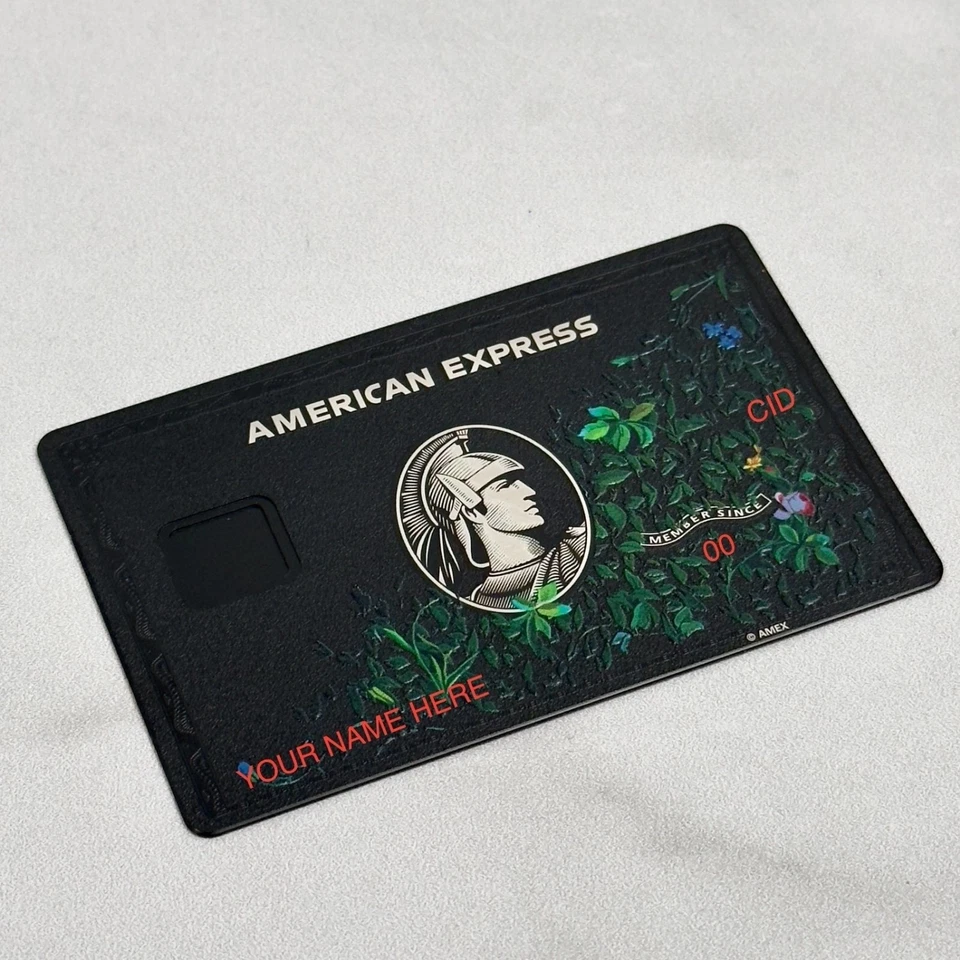 Customized Centurion AMX Floral Black Metal Card Design with Small & Big Chip - Image 4 of 4