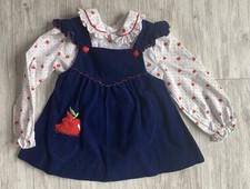 VTG Tiny Tots Original Baby Apple Cordoroy Dress Picnic Size 24 Months