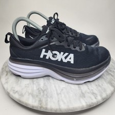 Hoka One One Bondi 8 Black White Running Shoes Women's Size 6.5B 1127952BWHT