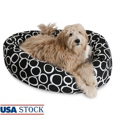 Cozy Sherpa Bagel Dog Bed Calming Supportive Round Washable Pet Sleeping Pad New