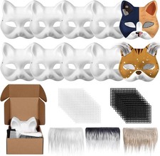 Draupnir DIY Therian Mask Blank White Paper Cat to Paint with Felt A