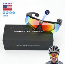 Sports Smart Glasses Bluetooth Cycling, Running w/ USB Charging Cable 