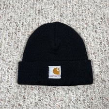 Carhartt A18001 Kids Toddler Acrylic Hat Beanie Black Classic Logo Knit Cap