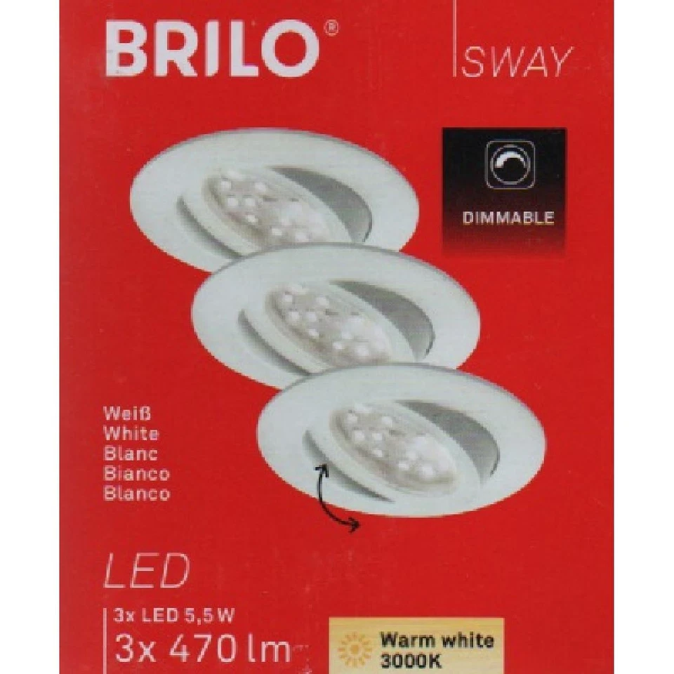 Briloner LED Einbauleuchten Set IP23 dimmbar 3x5,5W 3x470 lm 3000 K weiß 230V - Bild 1 von 1