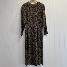 Vintage Talbots Womens Academia Career Pleated Paisley Midi Dress Size 12 Office