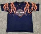 Vintage 1987 Harley Davidson Lightning All Over Print Dealer T Shirt XXXL USA 