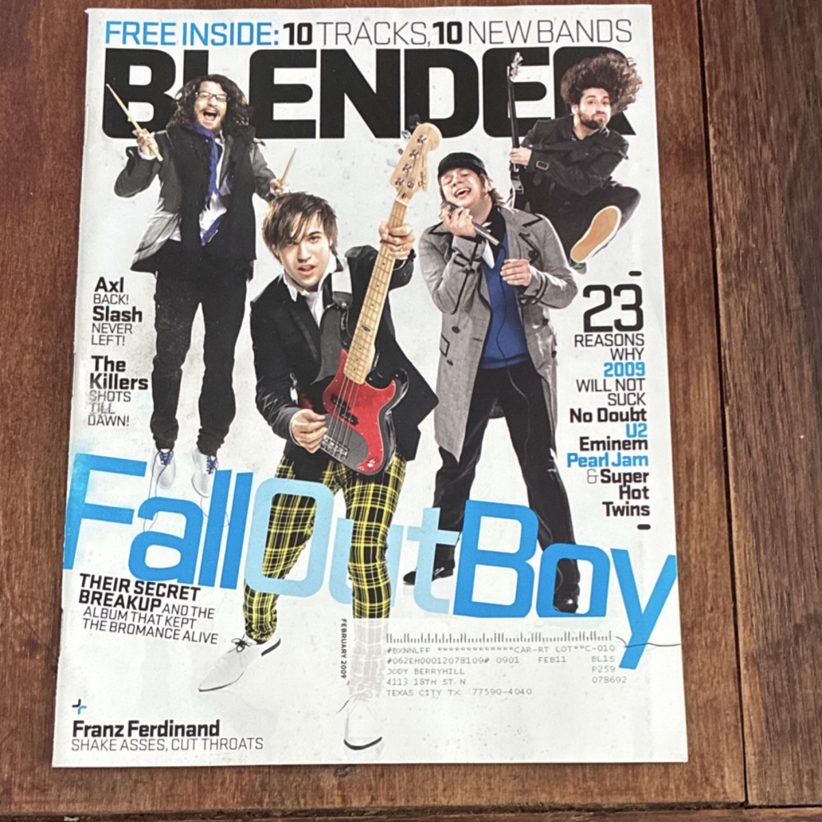 Blender Magazine February 2009 Fall Out Boy Cover The Killers Slash Paramore