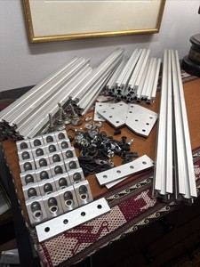 17 PCs 25X25MM T-SLOT ALUMINUM EXTRUSION 1" X 1” FRAMING LOT WITH HARDWARE