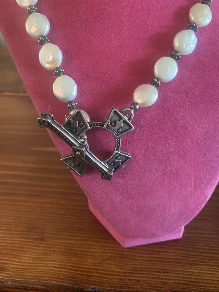 Collar de plata de ley y perlas Moby firmado KC Foto 3 de 3