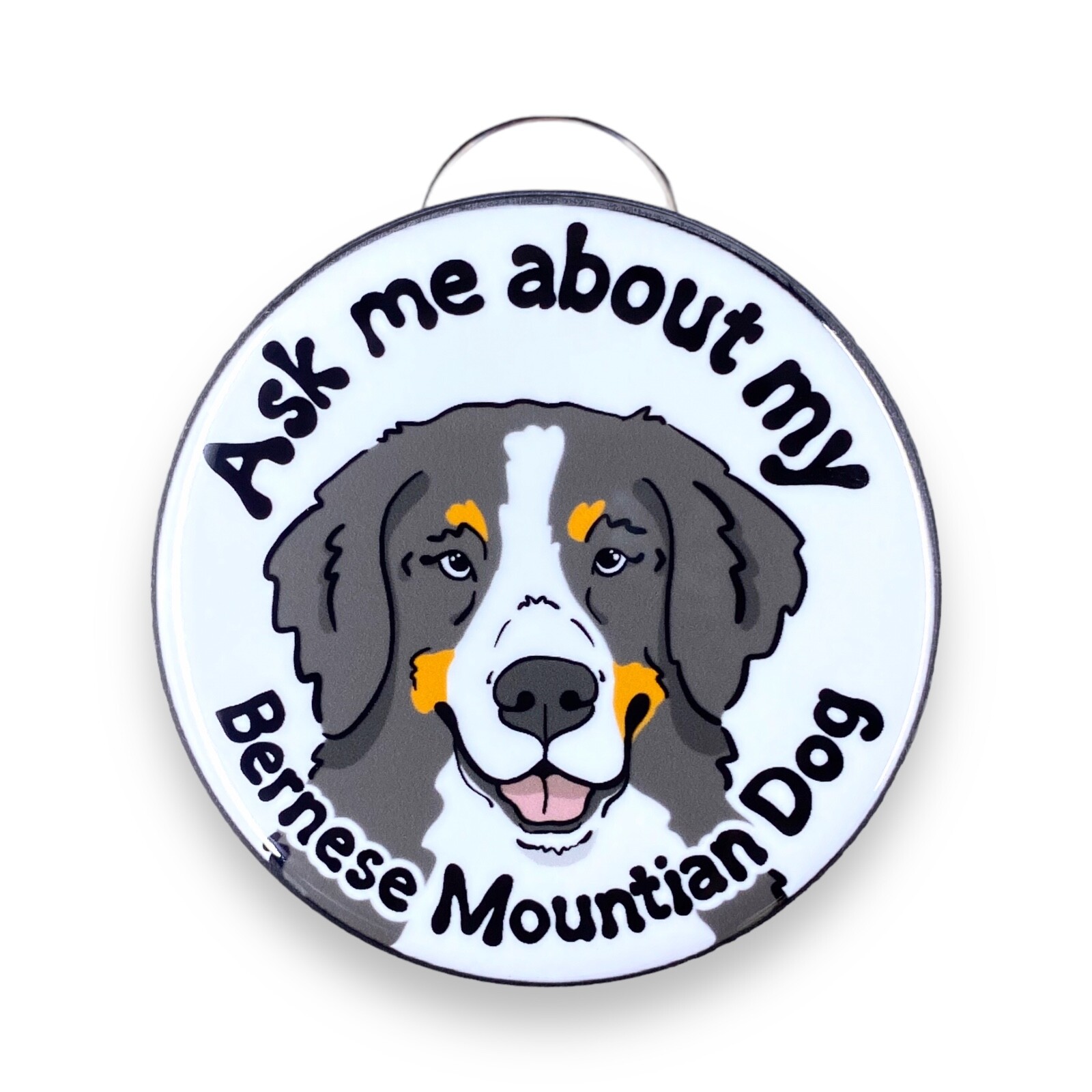 Portachiavi apribottiglie cane montagna bernese fatto a mano accessori animali domestici 2,25"