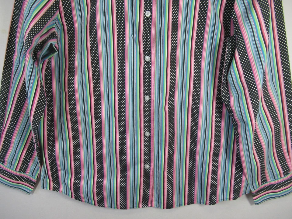 Camisa con botones Orvis sin arrugas para mujer 12 lunares a rayas manga larga algodón Foto 3 de 4