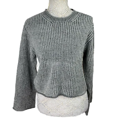 H&M Knit Jumper Grey Marl Long Sleeve Cropped Women’s UK Size XS - Image 1 of 4
