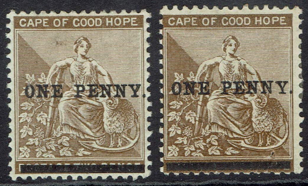 CAPE OF GOOD HOPE 1893 HOPE SEATED ONE PENNY ON 2D BOTH SHADES | eBay