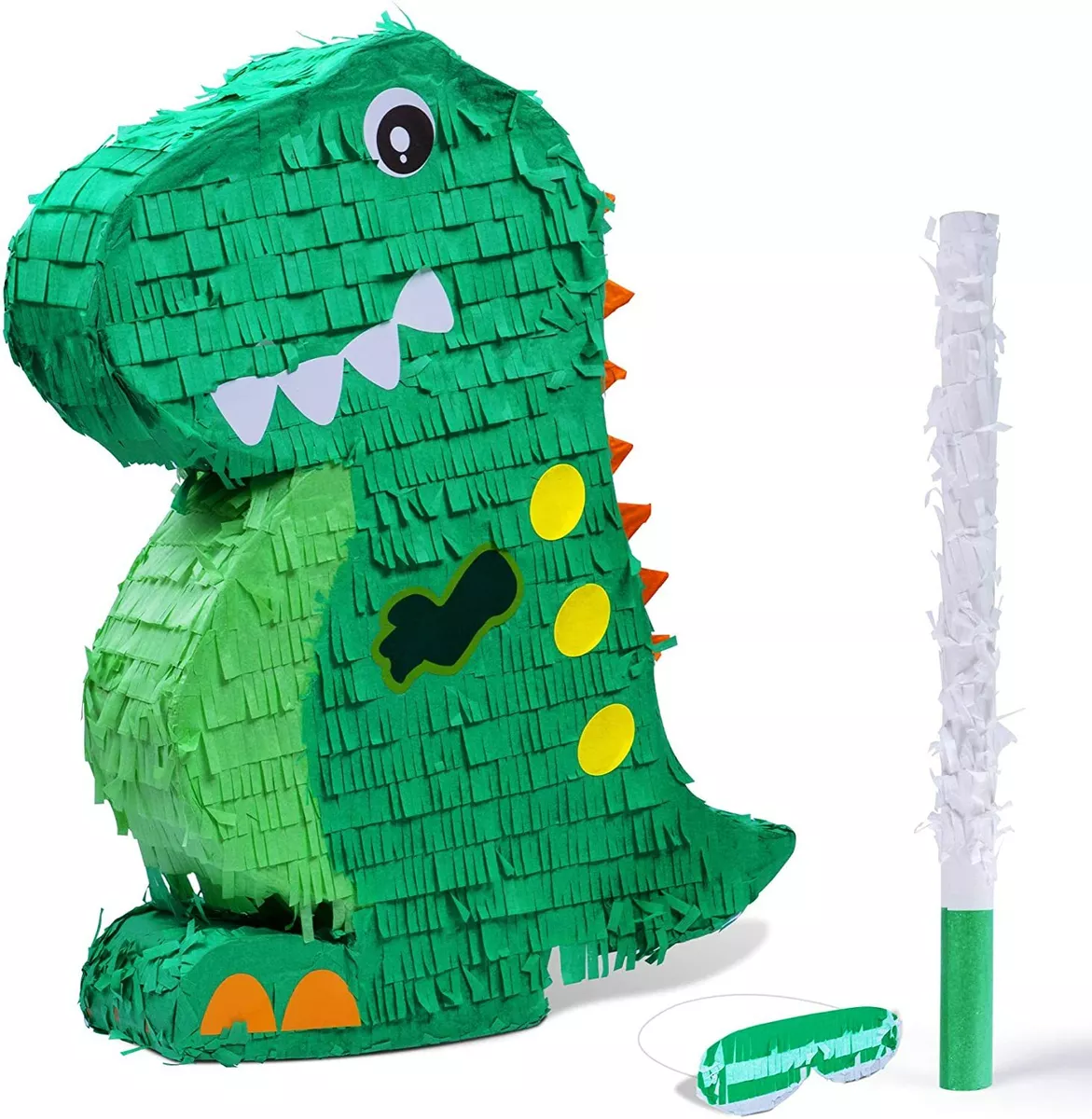 Dinosaur Pinata for Jurassic Size Fun at Parties and Celebrations - T-Rex  Dino Pinata Includes Blind-Fold & Baton - Excellent Addition to a Dinosaur