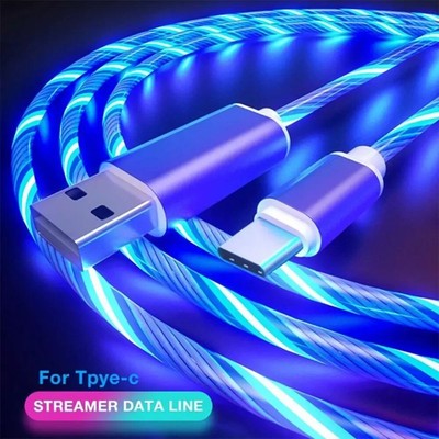 Android/TypeC Fast Charging Cable LED Luminous Glow Flowing USB Cable