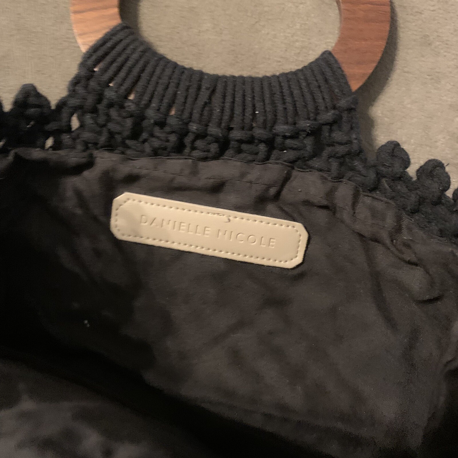 DANIELLE NICOLE Black Macrame Crochet Woven Wood … - image 8