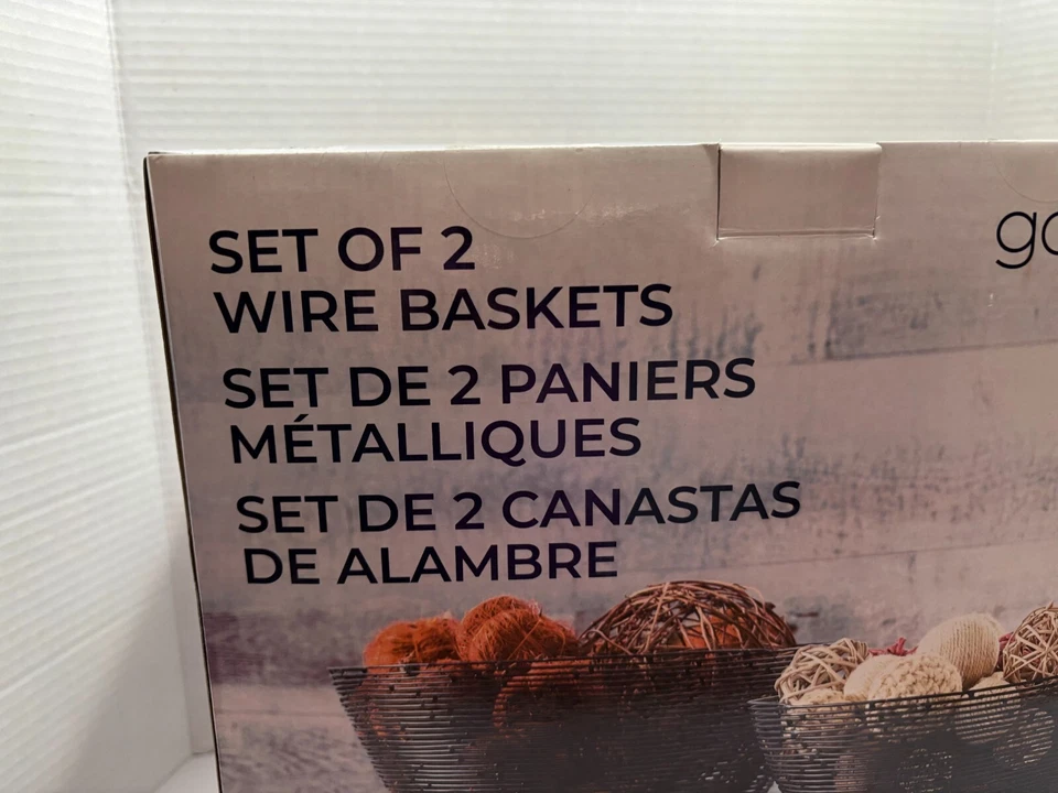 Juego de 2 cestas de alambre Gourmet Basics de Mikasa negras NUEVO EN CAJA Foto 3 de 4