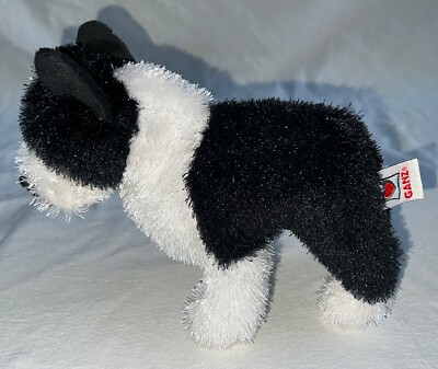 Ganz Webkinz BOSTON TERRIER 9  Dog Plush Black White Shaggy HM173 No Code
