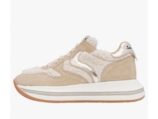 New in Box VOILE BLANCHE MERRY CURLY. Leather And Wool Sneakers in Beige