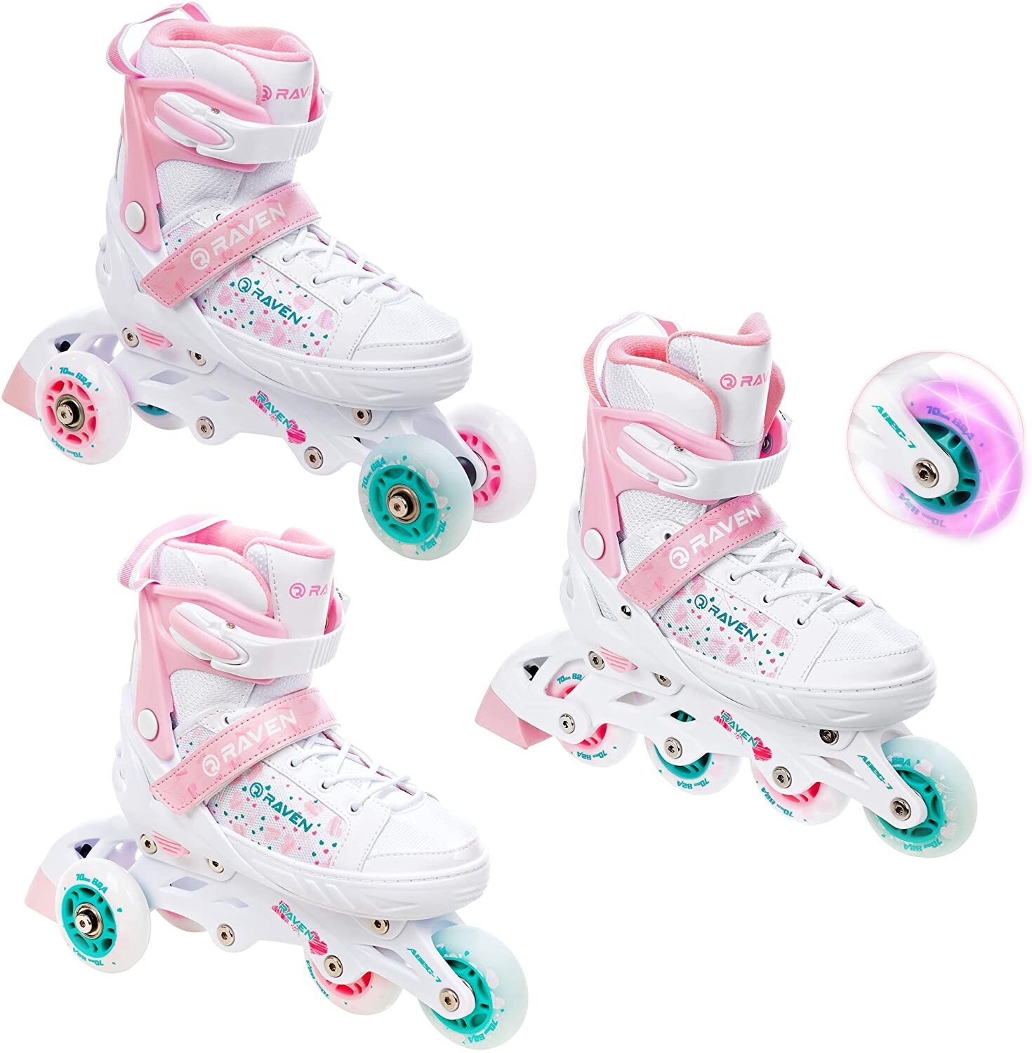 Roller en ligne Rosie roue LED lumineuse et platine modulable patin triskate mixte