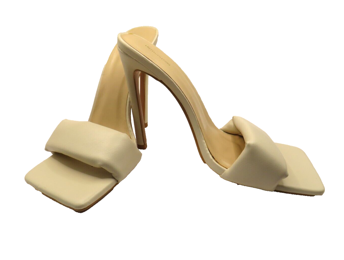 Pretty Little Thing Slip On Stiletto Shoes Mules Beige Size UK6 EU39