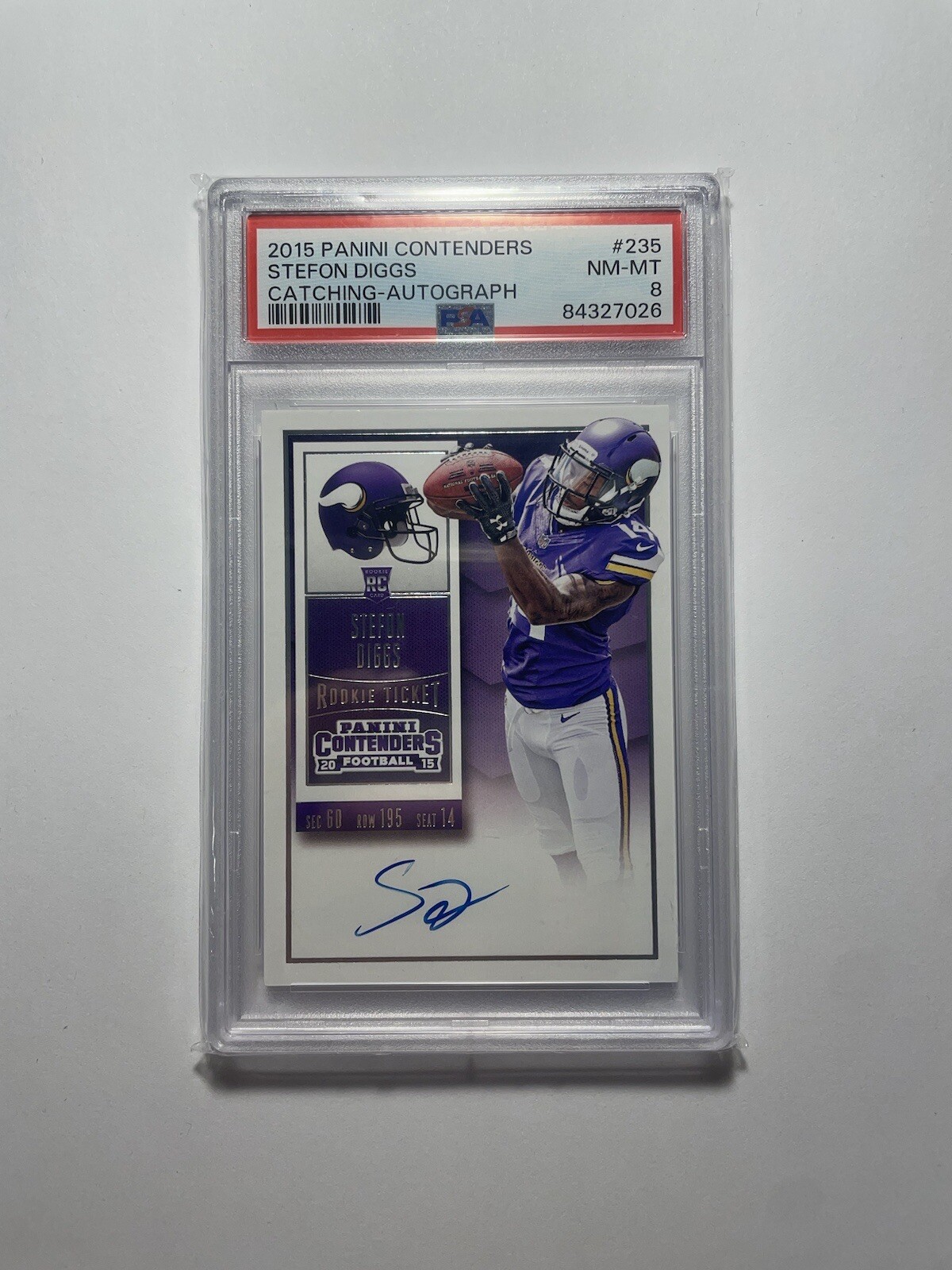 2015 Panini Contenders Rookie Ticket Stefon Diggs Auto #235 PSA 8