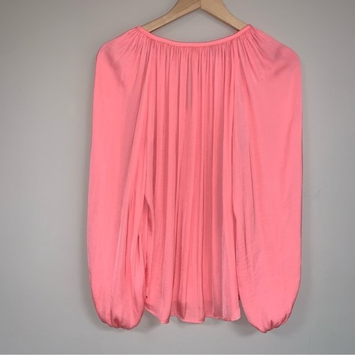 Jennifer Lopez Peach Blouse Womans Small Flowy Lightweight Top Long Sleeve Shirt - Picture 3 of 8