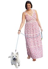Soft Focus Women's Plus Size Floral Print Maxi Dress