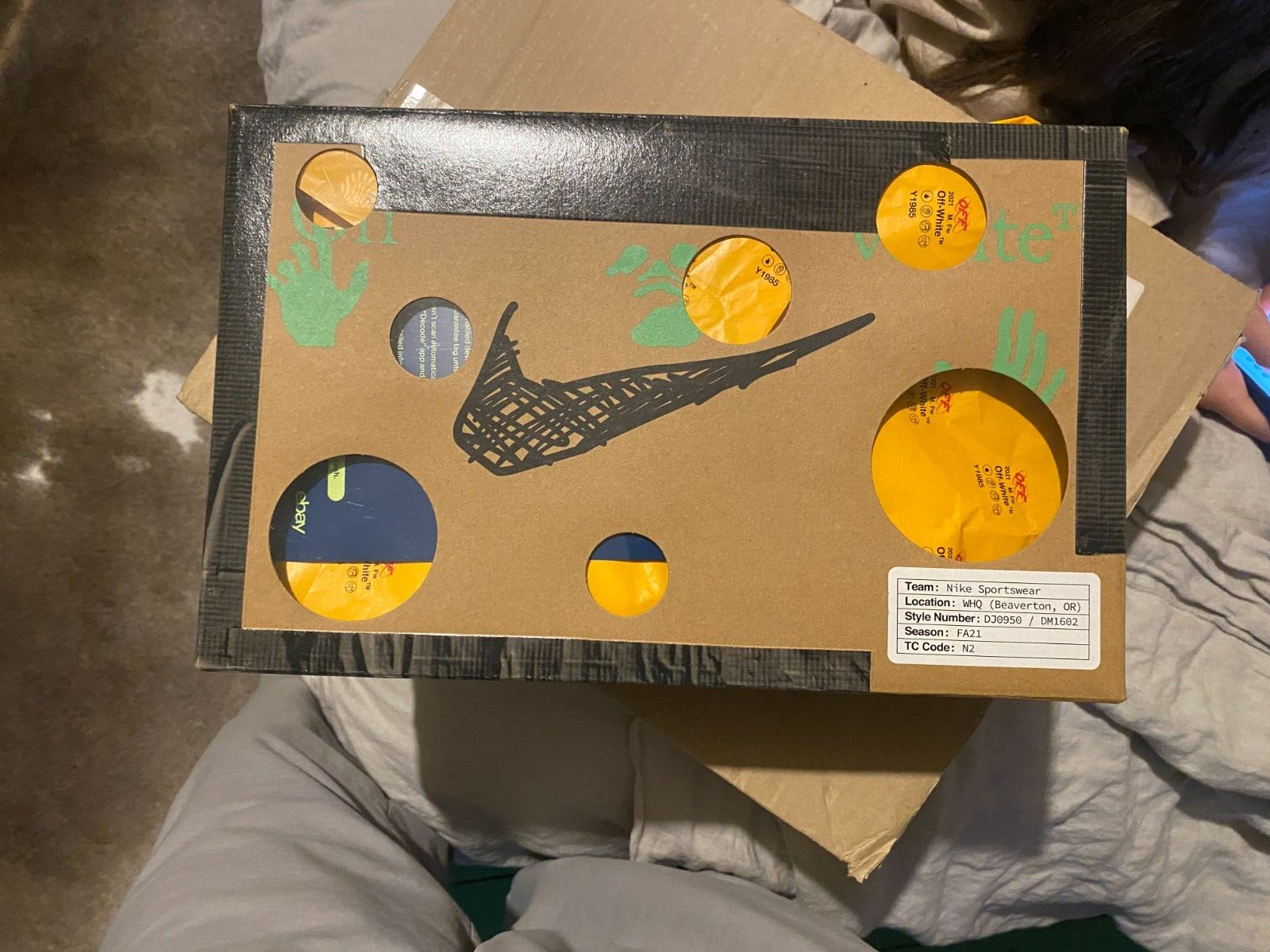 OFF WHITE X NIKE Nike x OFF WHITE Dunk Virgil Abloh Lotto 26 Nuove Rare UK 8 US 9 Sail