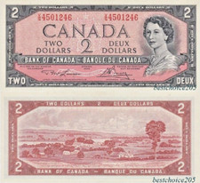 2 Dollars 1954 from Canada - Lawson & Rasminsky # V/G 4501246 - UNC/66+