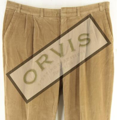 Orvis Men's Corduroy 100% Cotton Pleated Front Trousers Pants Size 38