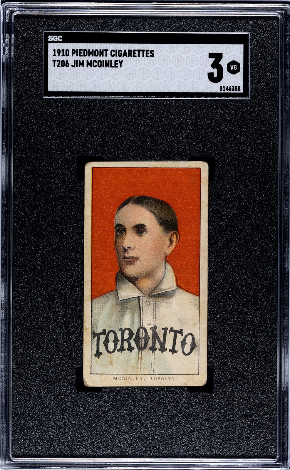 1910 T206 Jim McGinley Piedmont 350/25 SGC 3